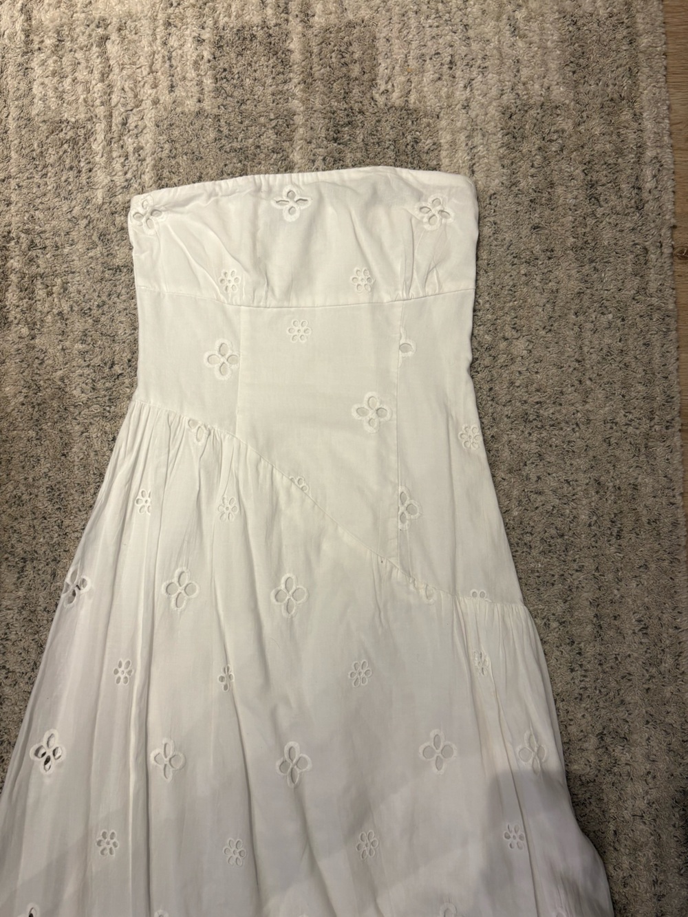 Princess Polly White Strapless Eyelet Maxi Dress